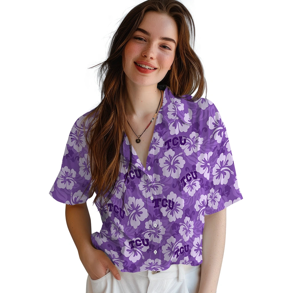 TCU Horned Frogs Hawaiian Shirt - Hibiscus Cluster | Hula Hawaiian Shirts