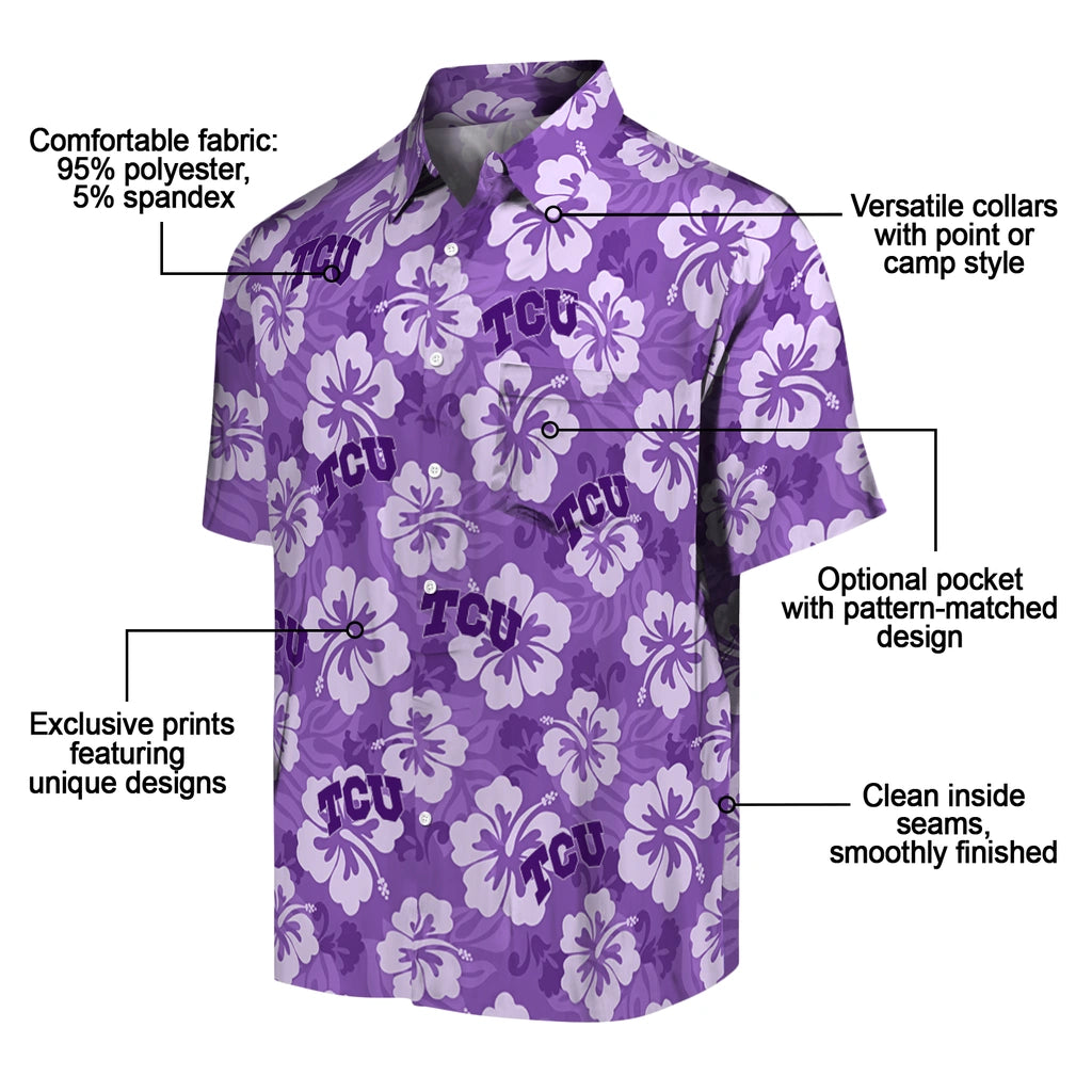 TCU Horned Frogs Hawaiian Shirt - Hibiscus Cluster | Hula Hawaiian Shirts