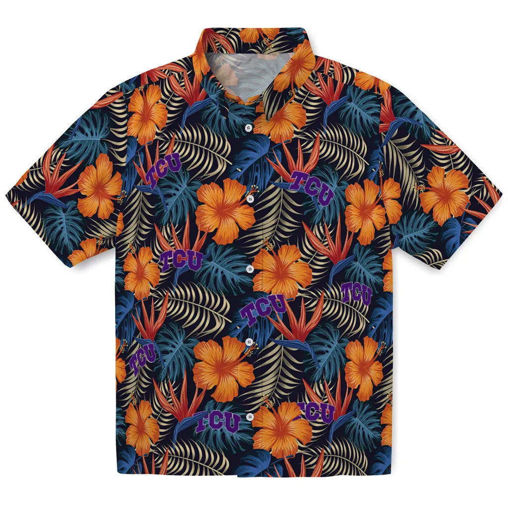 TCU Horned Frogs Hawaiian Shirt - Hibiscus Foliage | Hula Hawaiian Shirts