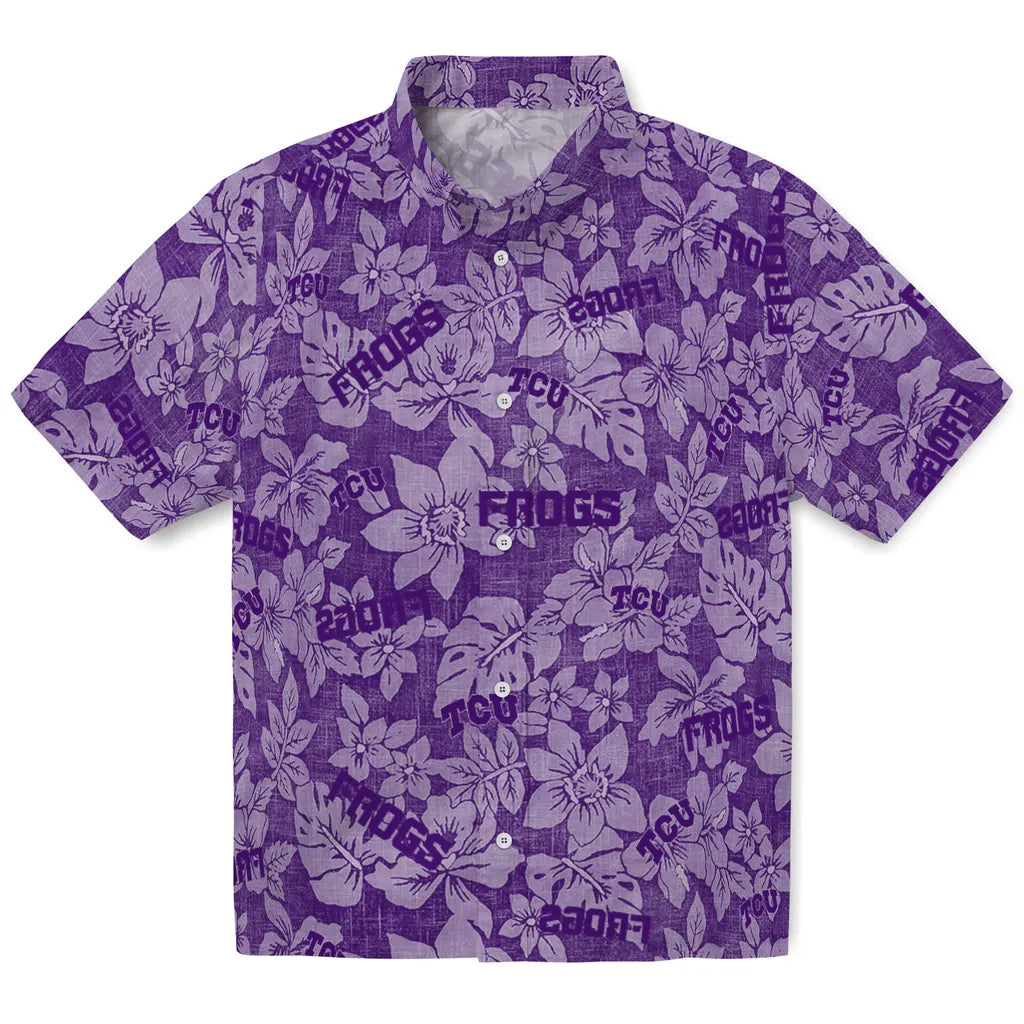 TCU Horned Frogs Hawaiian Shirt - Hibiscus Oasis | Hula Hawaiian Shirts