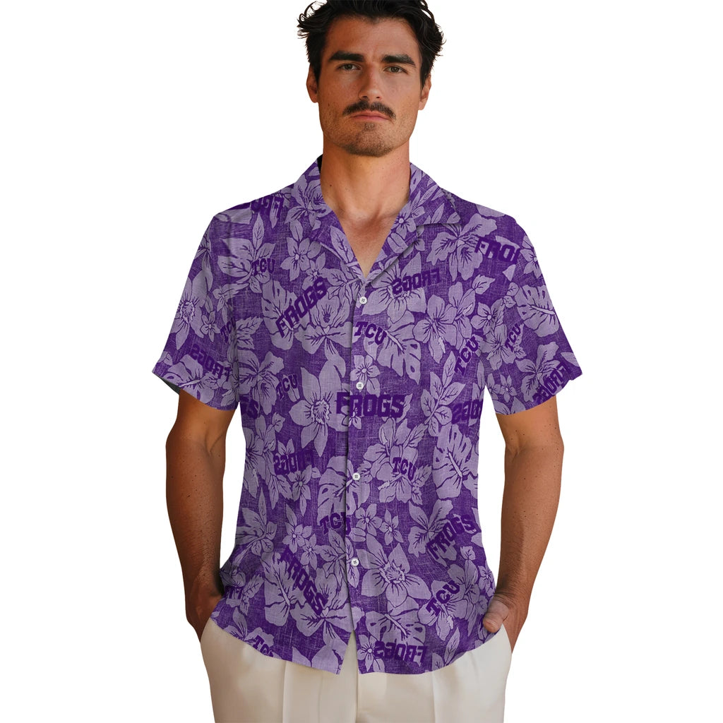 TCU Horned Frogs Hawaiian Shirt - Hibiscus Oasis | Hula Hawaiian Shirts