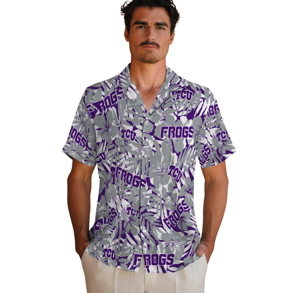 TCU Horned Frogs Hawaiian Shirt - Hibiscus Overlay | Hula Hawaiian Shirts