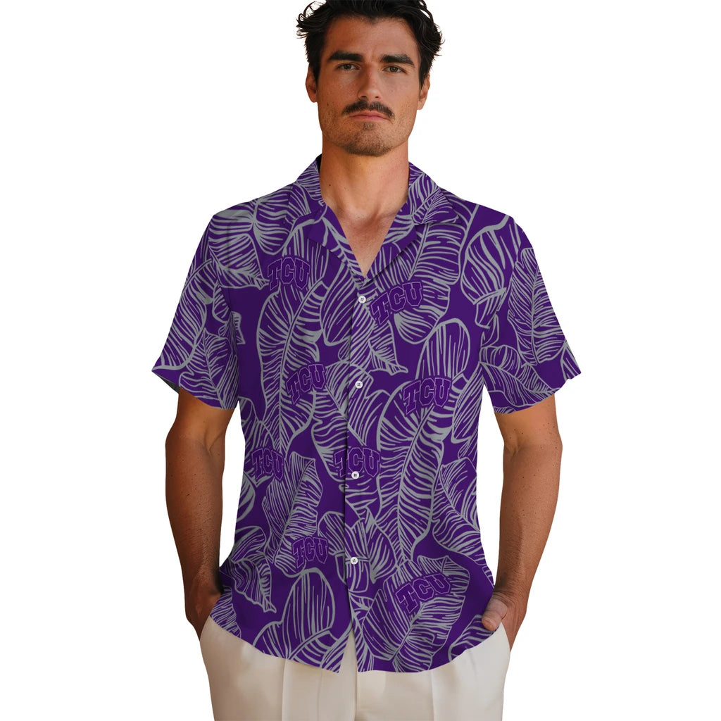 TCU Horned Frogs Hawaiian Shirt - Leaf Outline | Hula Hawaiian Shirts