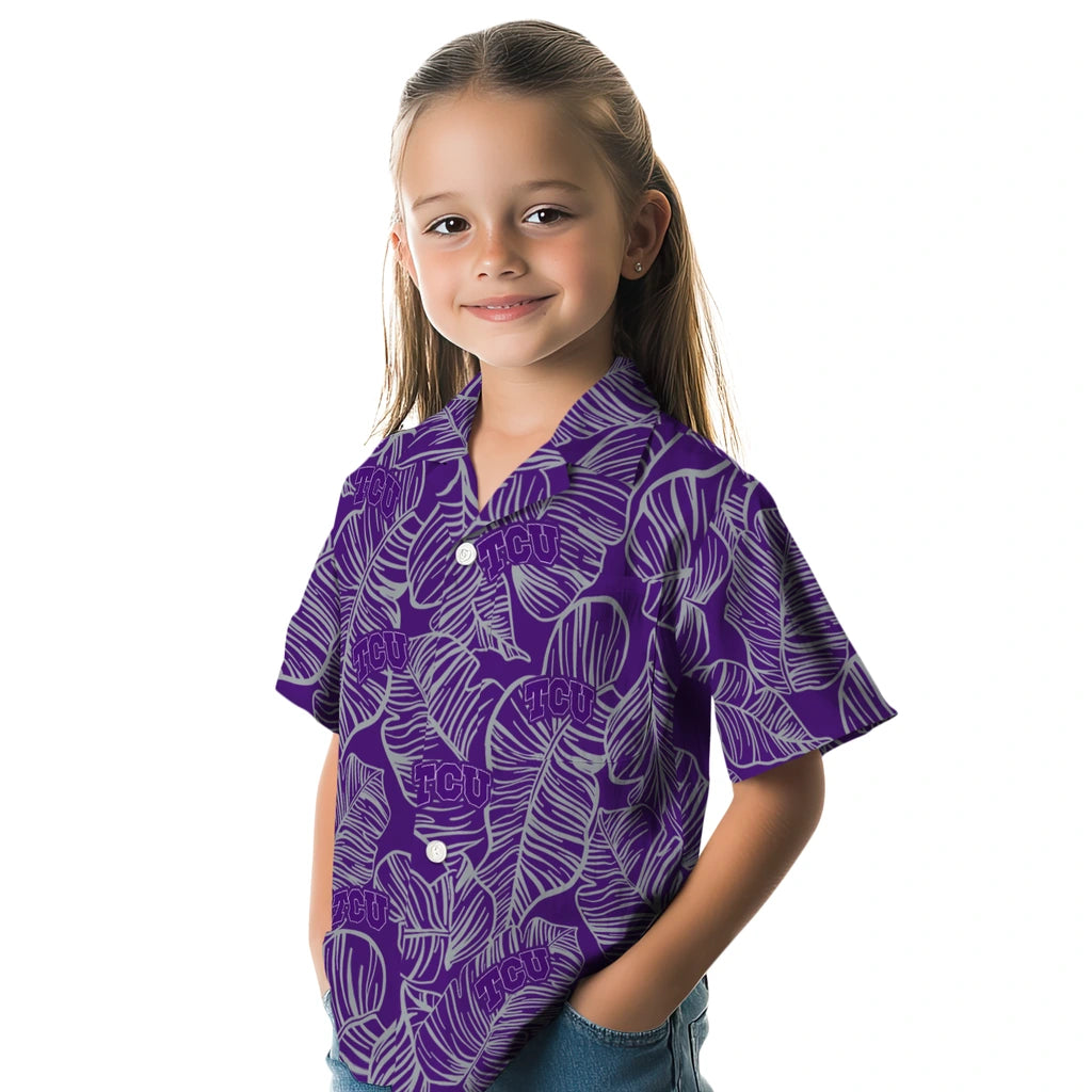 TCU Horned Frogs Hawaiian Shirt - Leaf Outline | Hula Hawaiian Shirts