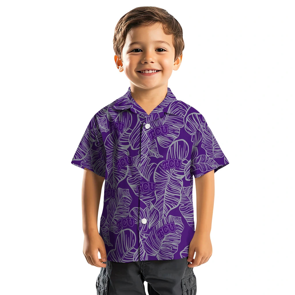 TCU Horned Frogs Hawaiian Shirt - Leaf Outline | Hula Hawaiian Shirts