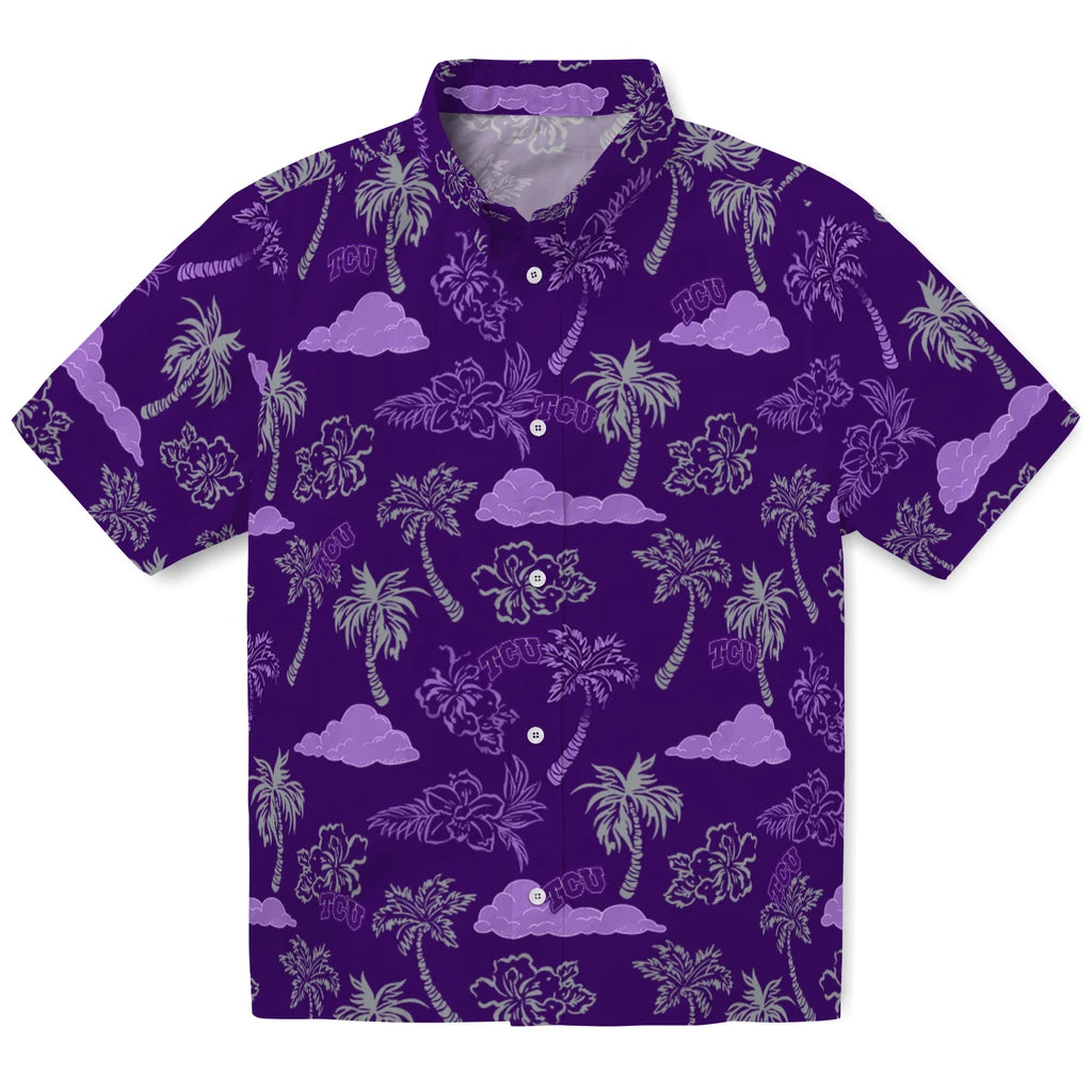 TCU Horned Frogs Hawaiian Shirt - Palm And Clouds | Hula Hawaiian Shirts