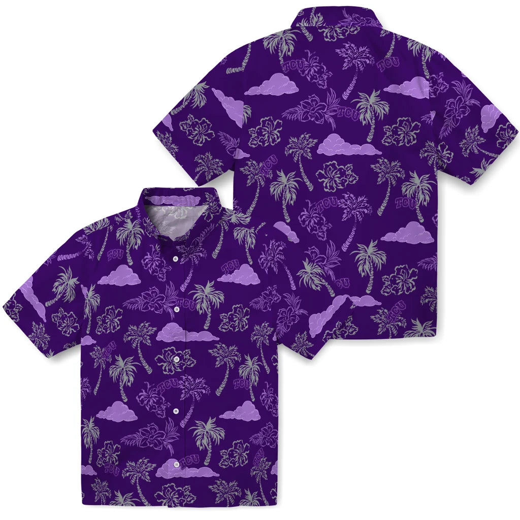 TCU Horned Frogs Hawaiian Shirt - Palm And Clouds | Hula Hawaiian Shirts
