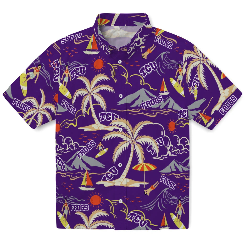 TCU Horned Frogs Hawaiian Shirt - Palm Tree Island | Hula Hawaiian Shirts
