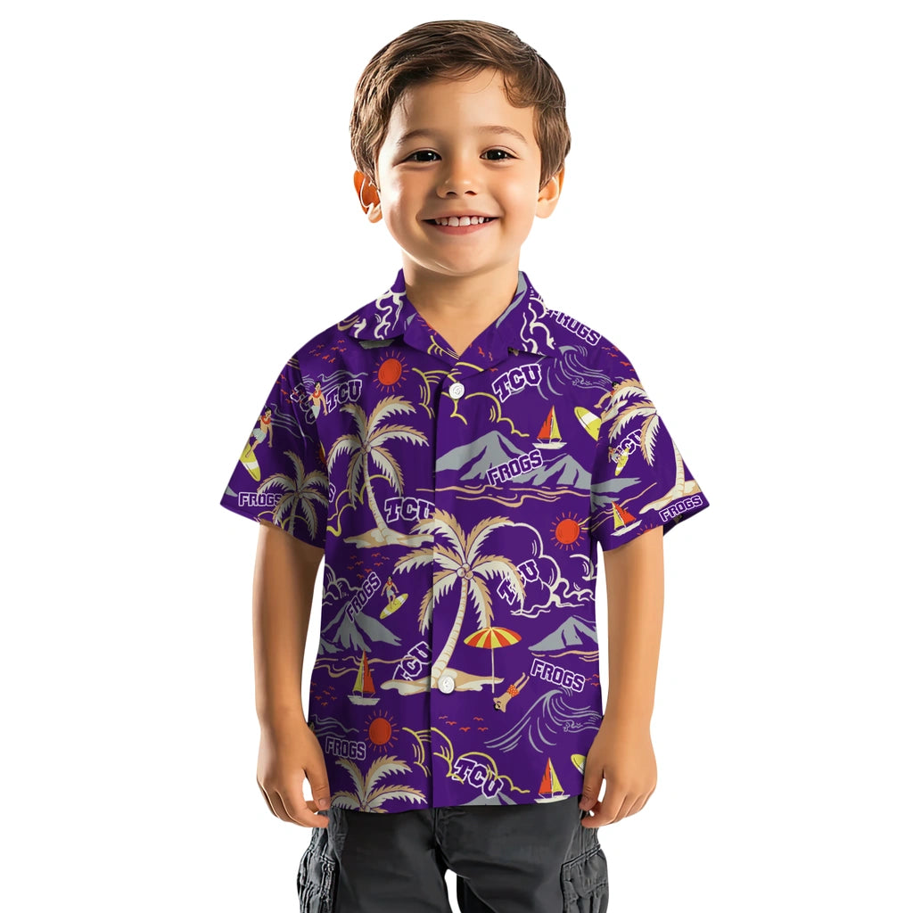 TCU Horned Frogs Hawaiian Shirt - Palm Tree Island | Hula Hawaiian Shirts