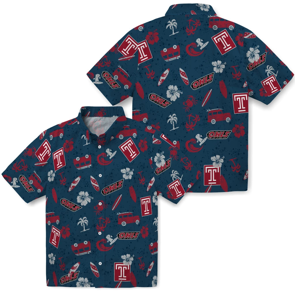 Temple Owls Hawaiian Shirt - Beach Vibe | Hula Hawaiian Shirts
