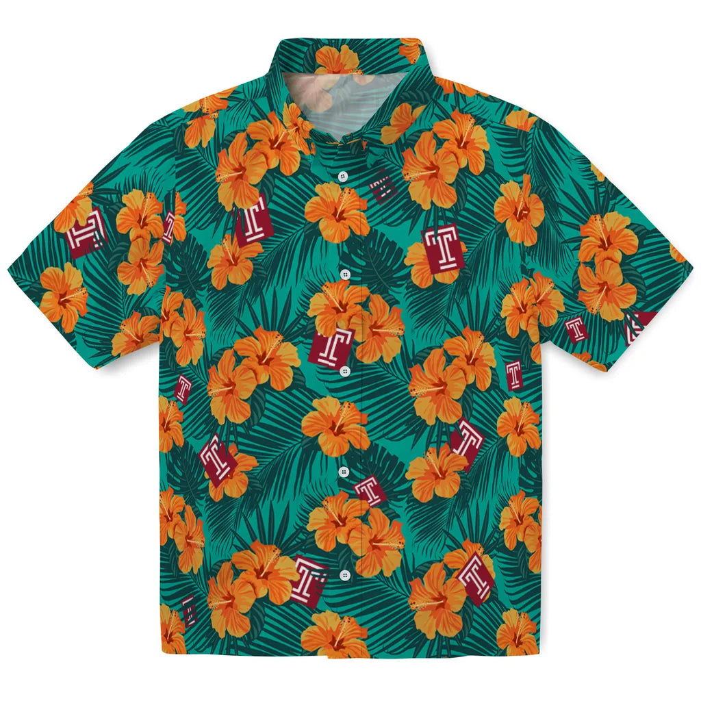 Temple Owls Hawaiian Shirt - Hibiscus and Palm Leaves | Hula Hawaiian Shirts