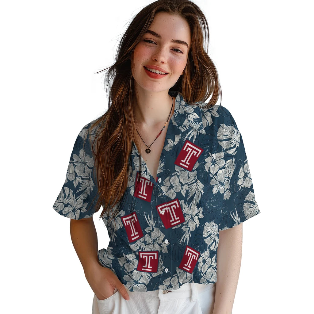 Temple Owls Hawaiian Shirt - Hibiscus Flowers | Hula Hawaiian Shirts