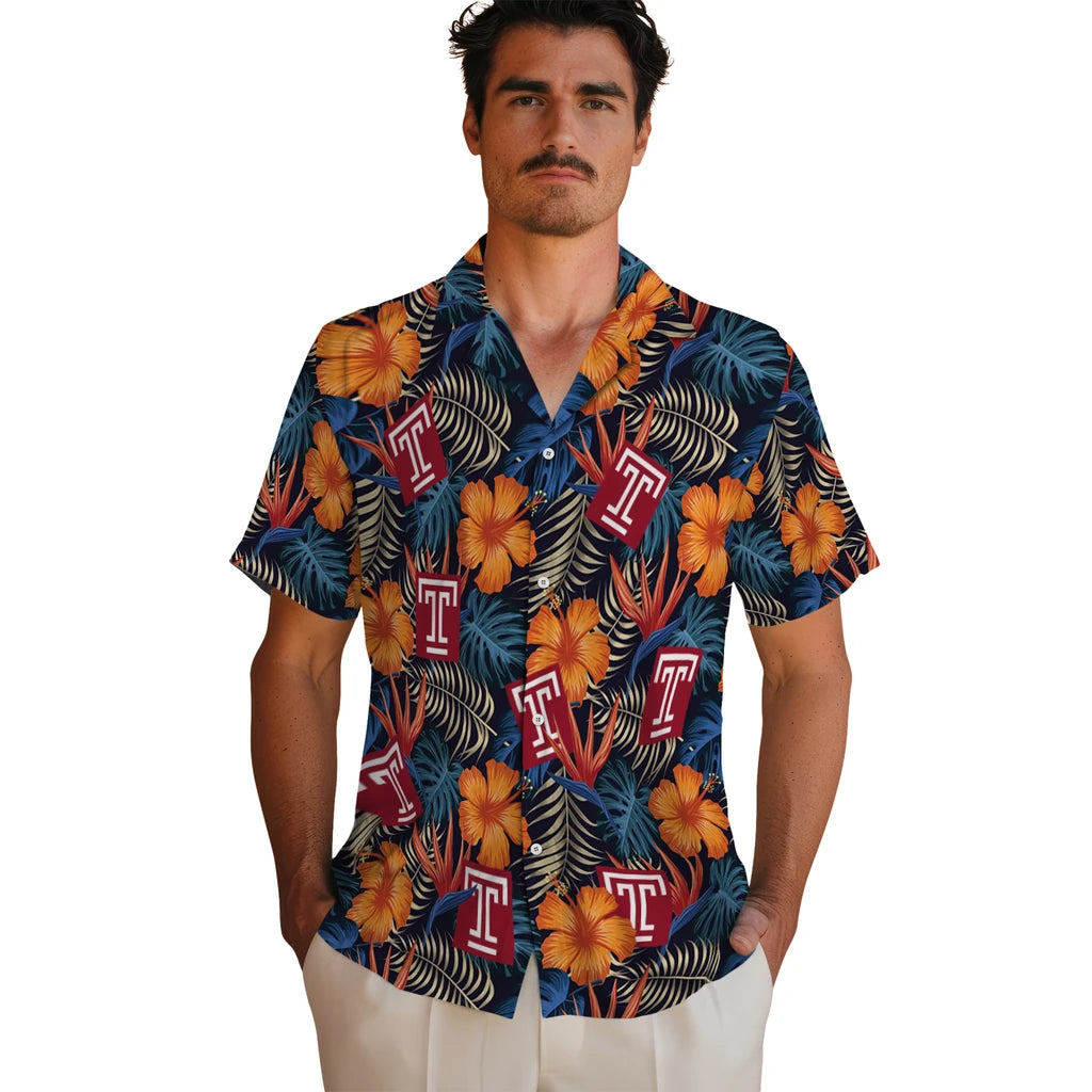 Temple Owls Hawaiian Shirt - Hibiscus Foliage | Hula Hawaiian Shirts