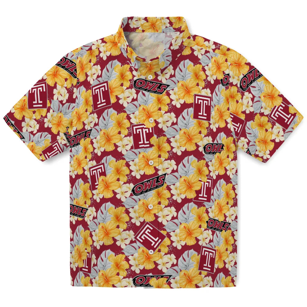 Temple Owls Hawaiian Shirt - Hibiscus Tropics | Hula Hawaiian Shirts