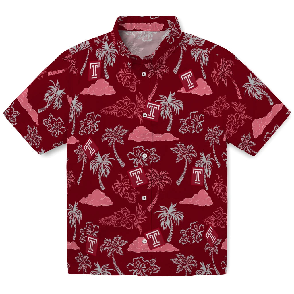 Temple Owls Hawaiian Shirt - Palm And Clouds | Hula Hawaiian Shirts