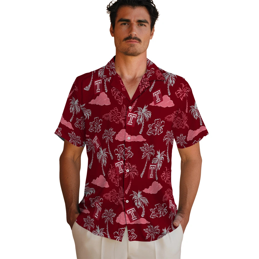 Temple Owls Hawaiian Shirt - Palm And Clouds | Hula Hawaiian Shirts