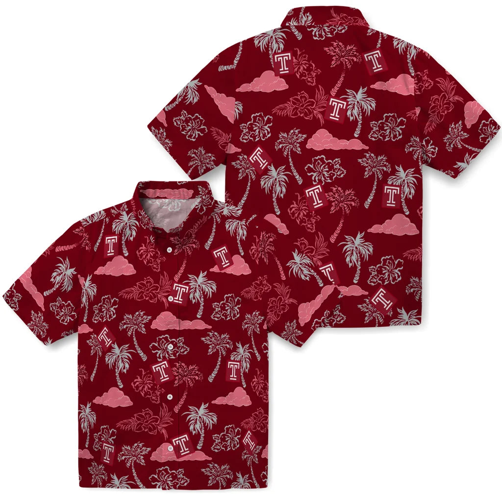 Temple Owls Hawaiian Shirt - Palm And Clouds | Hula Hawaiian Shirts