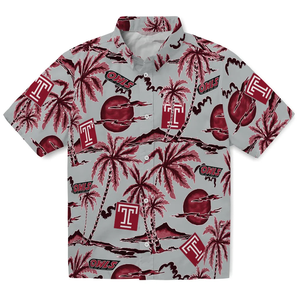 Temple Owls Hawaiian Shirt - Palm Sunset | Hula Hawaiian Shirts