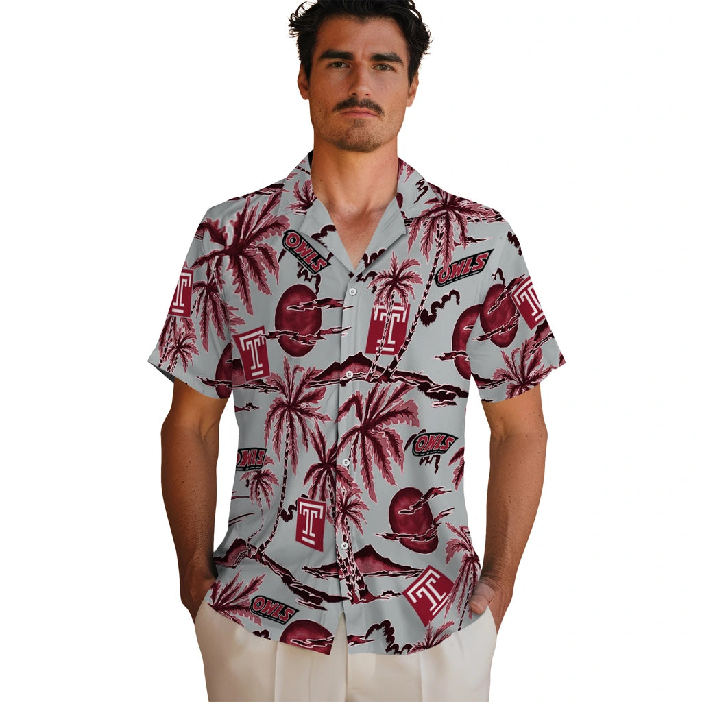 Temple Owls Hawaiian Shirt - Palm Sunset | Hula Hawaiian Shirts