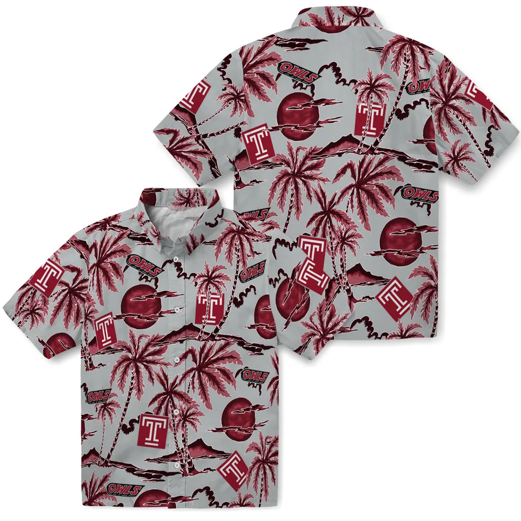 Temple Owls Hawaiian Shirt - Palm Sunset | Hula Hawaiian Shirts