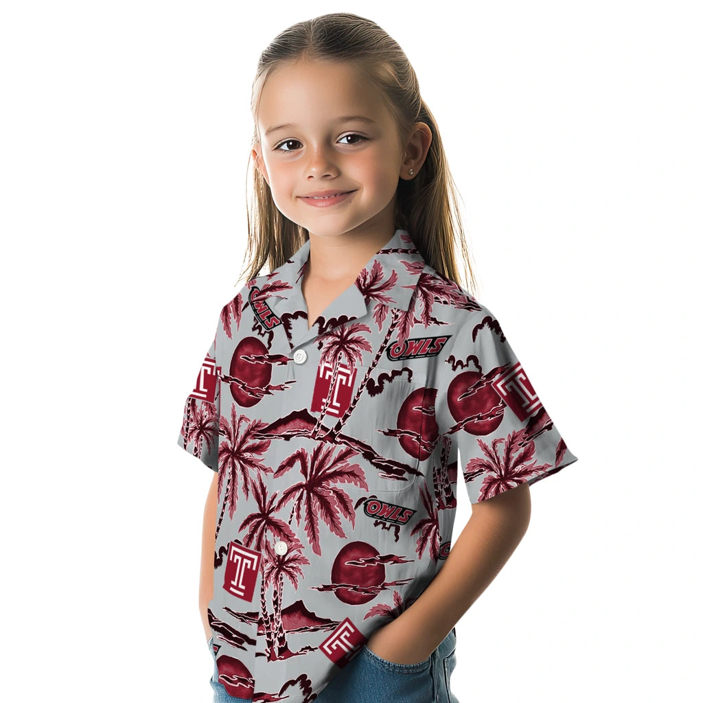 Temple Owls Hawaiian Shirt - Palm Sunset | Hula Hawaiian Shirts