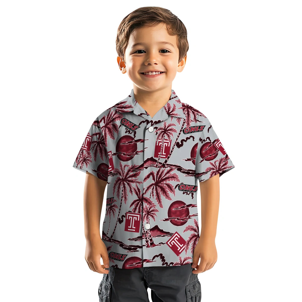 Temple Owls Hawaiian Shirt - Palm Sunset | Hula Hawaiian Shirts