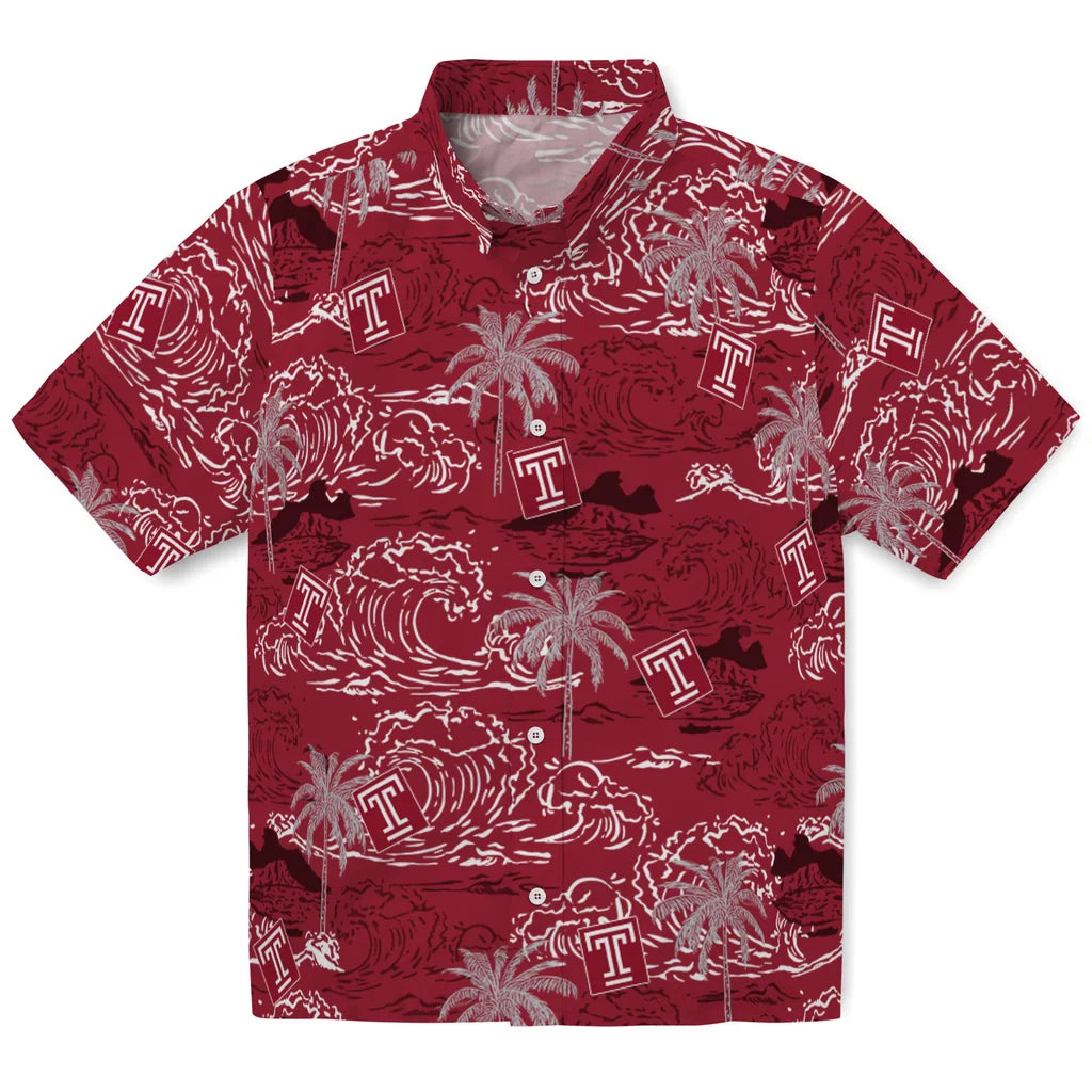 Temple Owls Hawaiian Shirt - Wave Palm | Hula Hawaiian Shirts