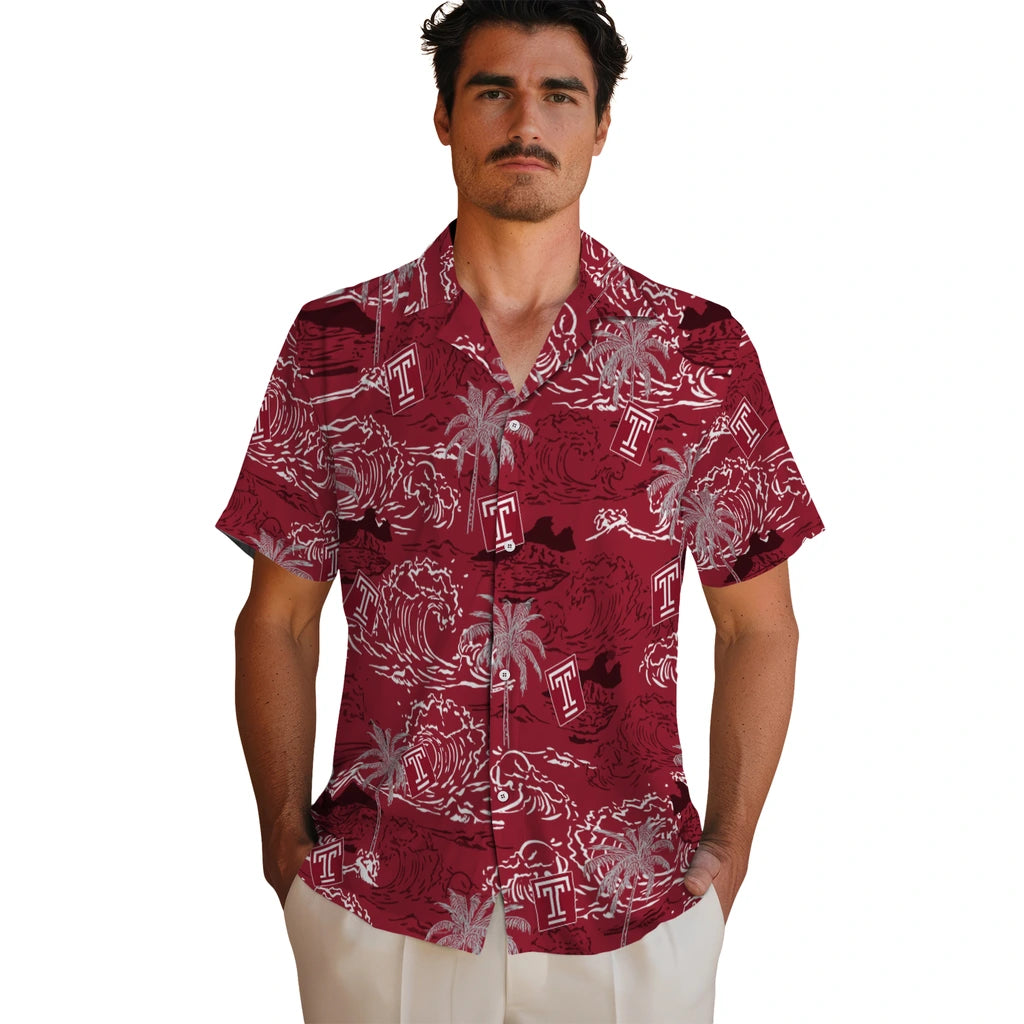 Temple Owls Hawaiian Shirt - Wave Palm | Hula Hawaiian Shirts