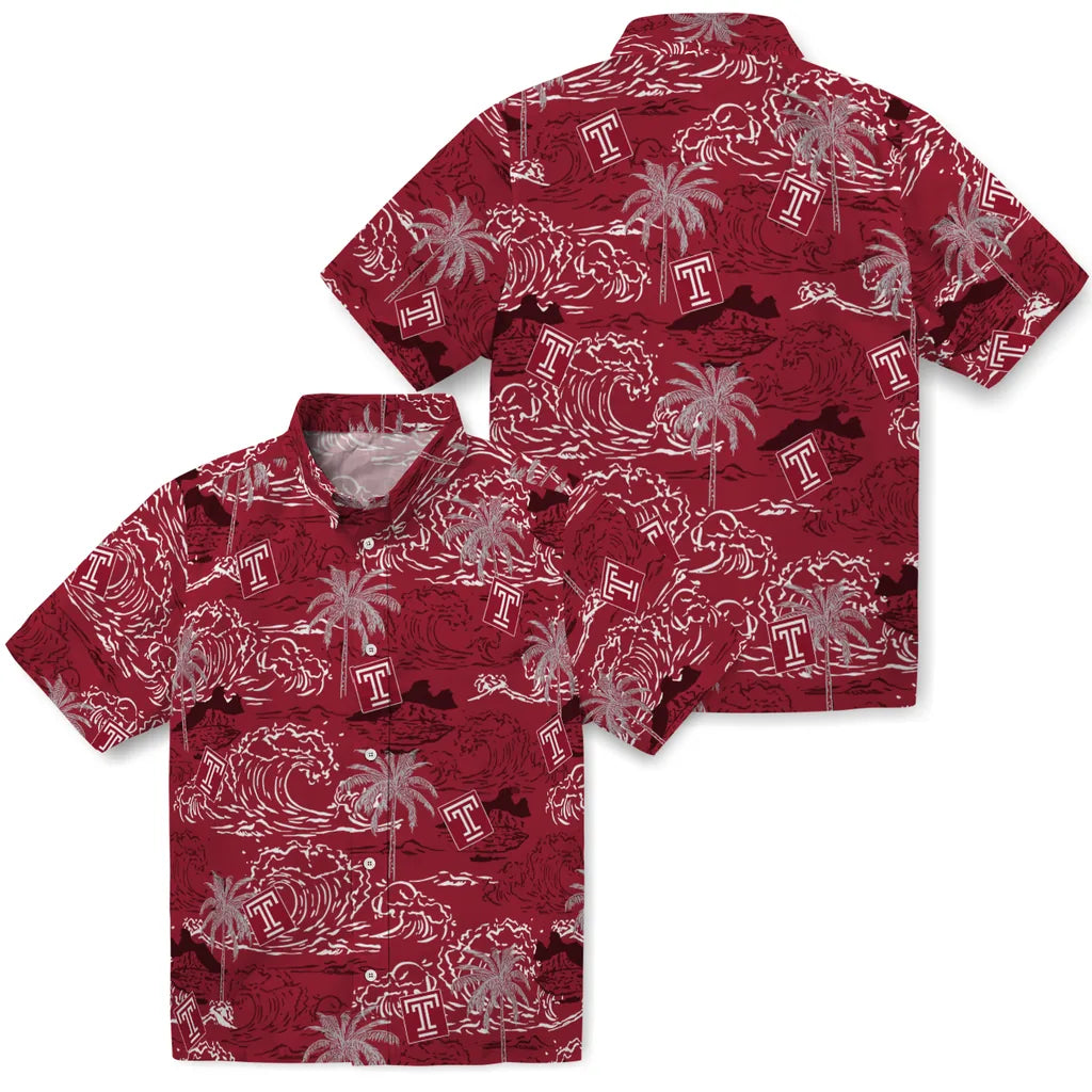 Temple Owls Hawaiian Shirt - Wave Palm | Hula Hawaiian Shirts