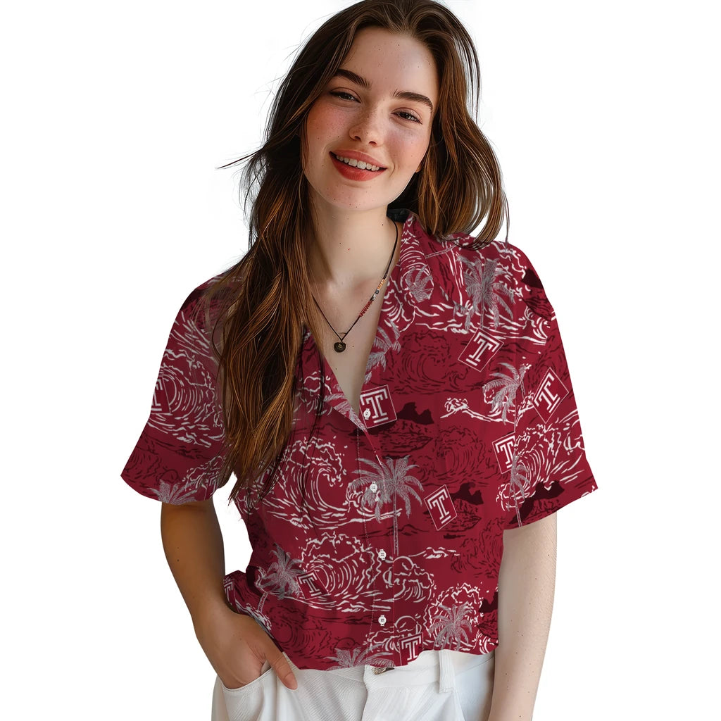Temple Owls Hawaiian Shirt - Wave Palm | Hula Hawaiian Shirts