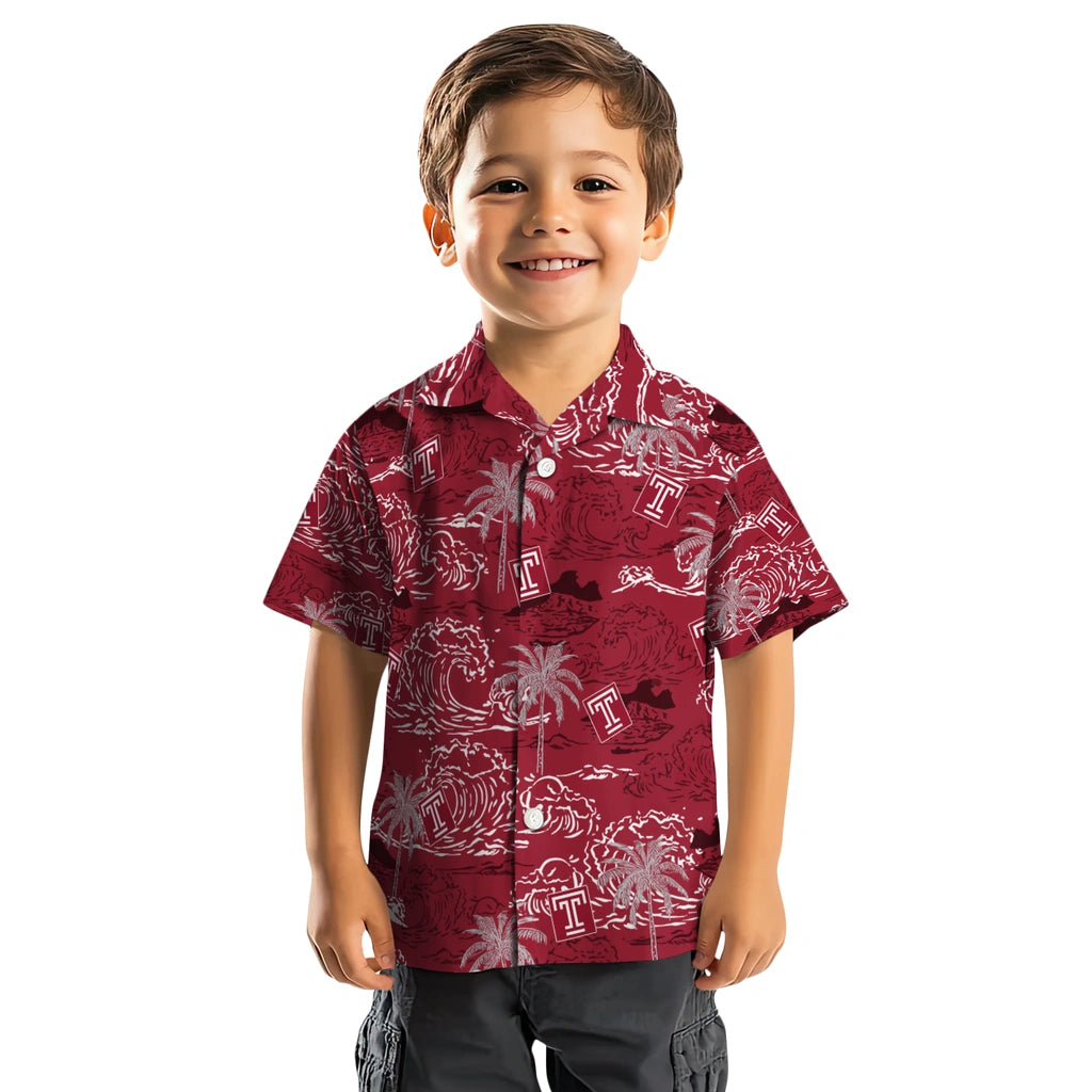 Temple Owls Hawaiian Shirt - Wave Palm | Hula Hawaiian Shirts