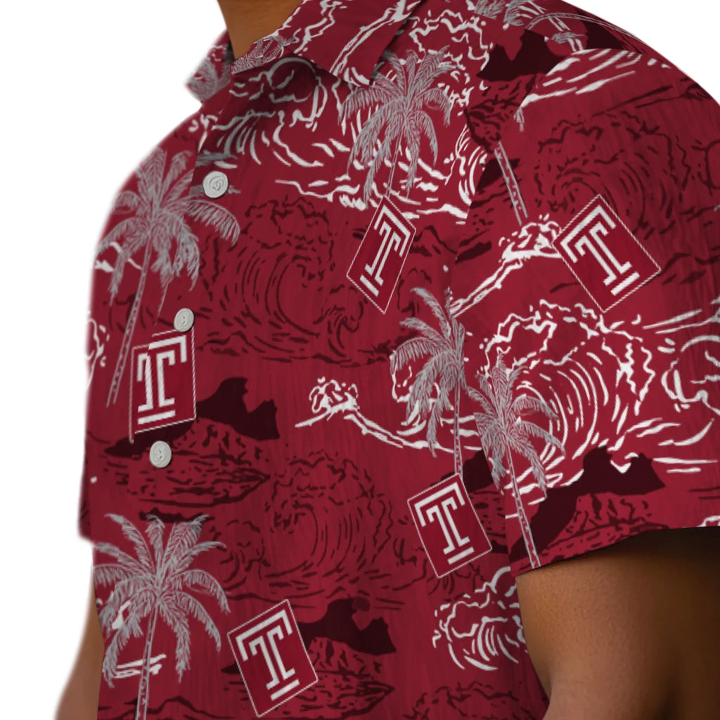 Temple Owls Hawaiian Shirt - Wave Palm | Hula Hawaiian Shirts