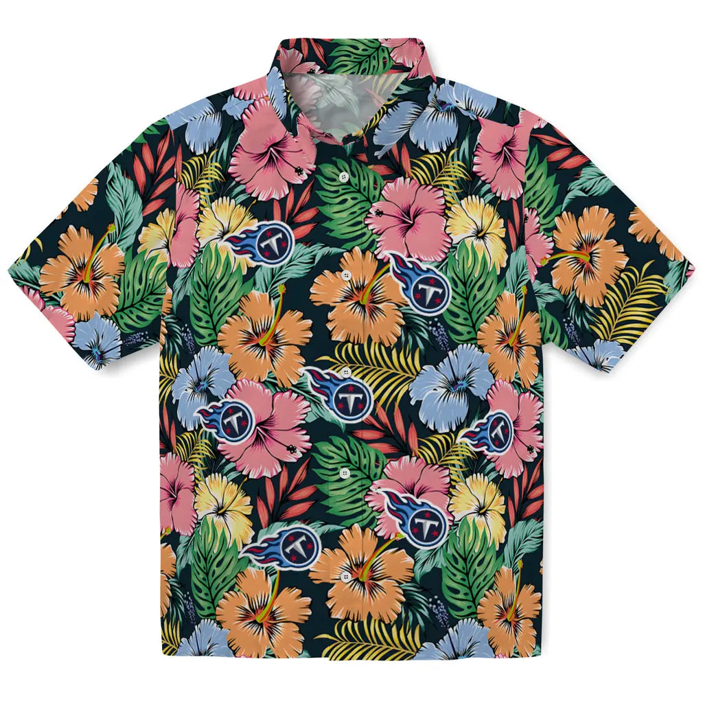 Tennessee Titans Hawaiian Shirt - Brilliant Hibiscus Garden | Hula Hawaiian Shirts