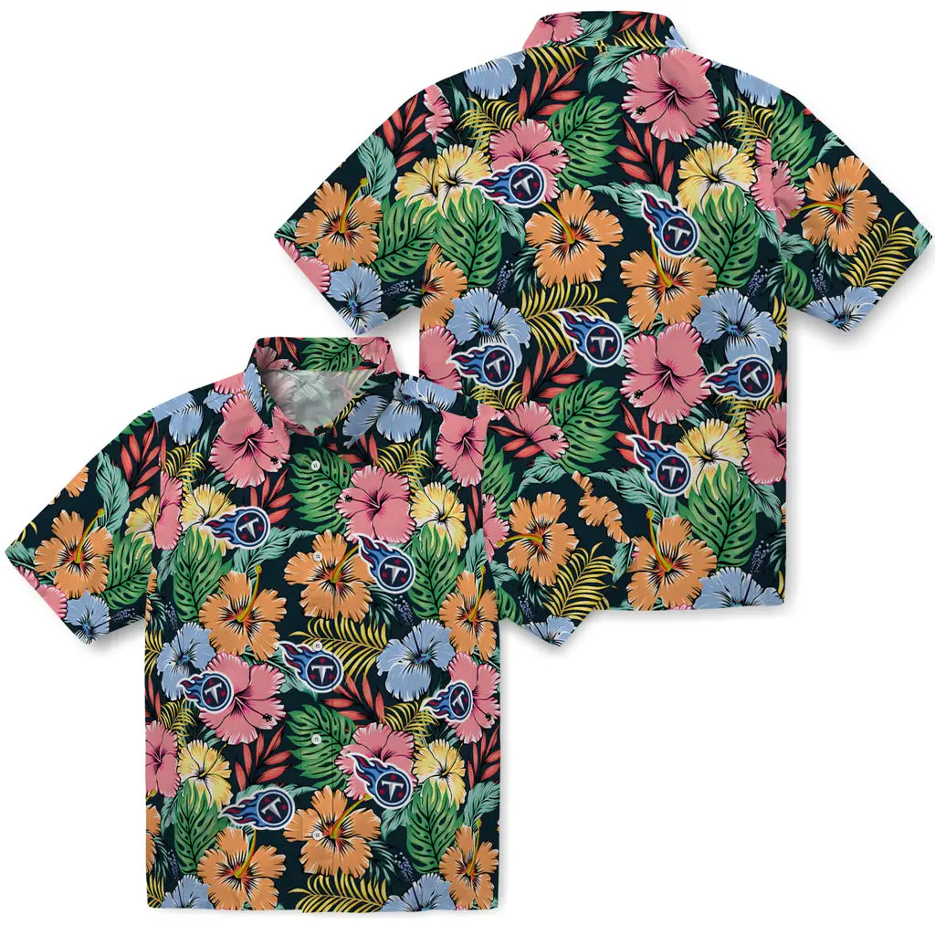 Tennessee Titans Hawaiian Shirt - Brilliant Hibiscus Garden | Hula Hawaiian Shirts
