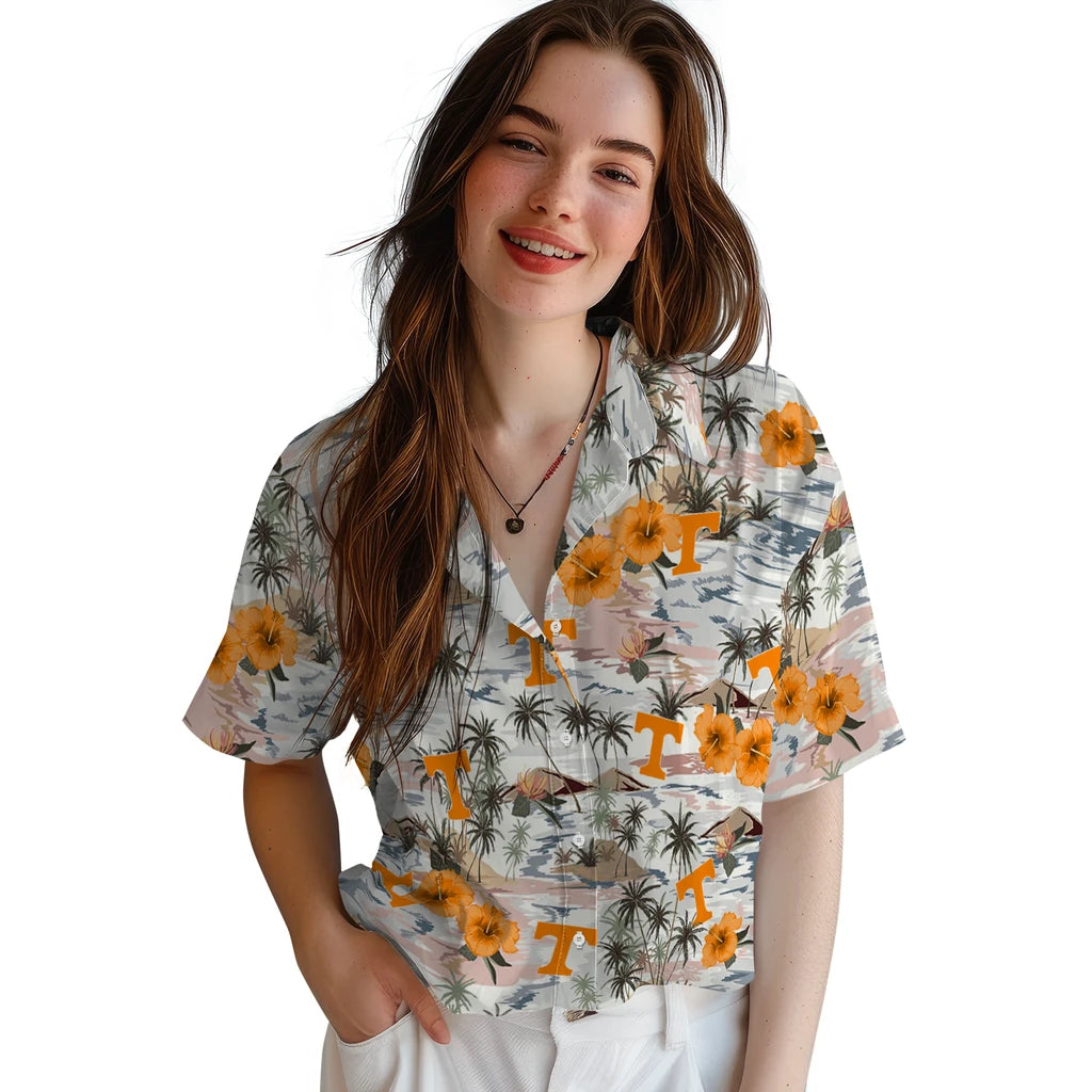 Tennessee Volunteers Hawaiian Shirt - Hibiscus Seaside | Hula Hawaiian Shirts