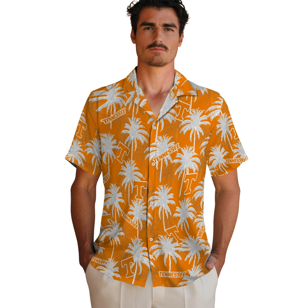 Tennessee Volunteers Hawaiian Shirt - Palm Tree Motif | Hula Hawaiian Shirts