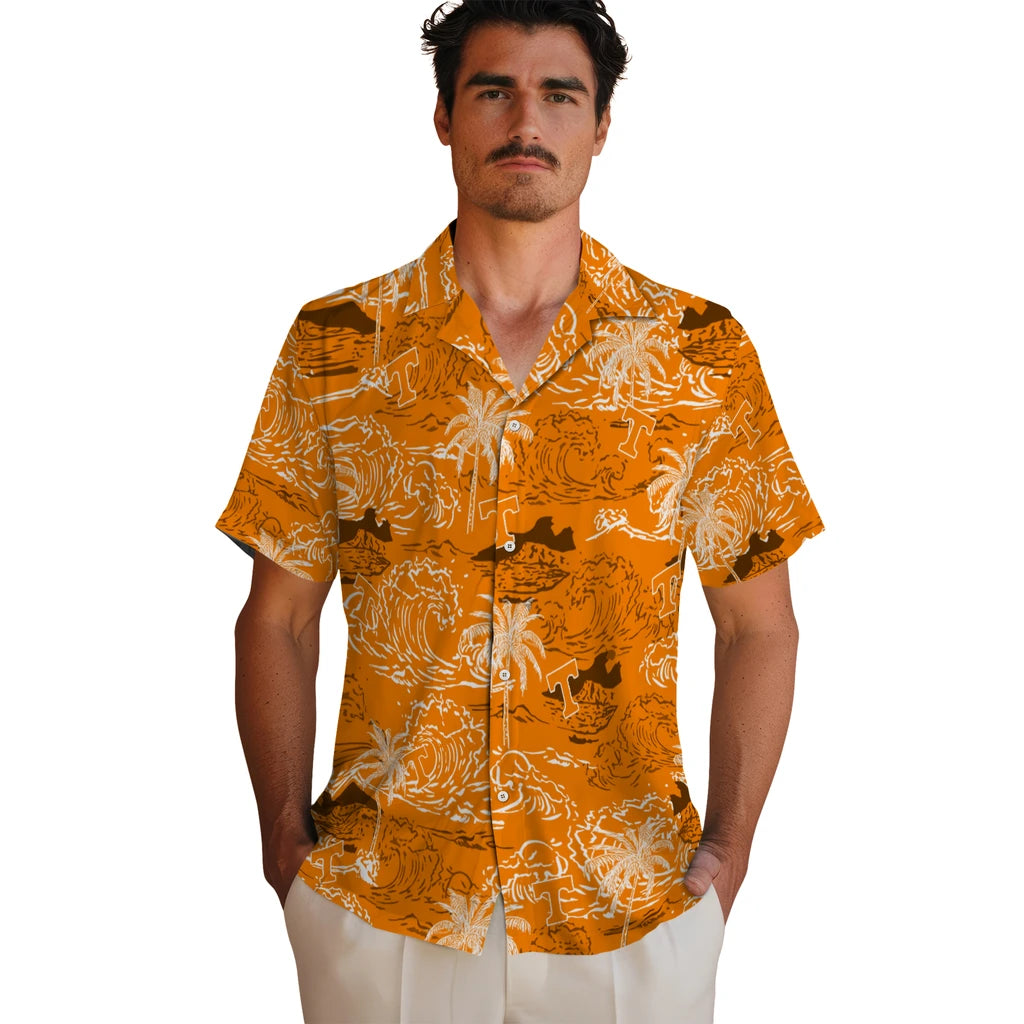 Tennessee Volunteers Hawaiian Shirt - Wave Palm | Hula Hawaiian Shirts