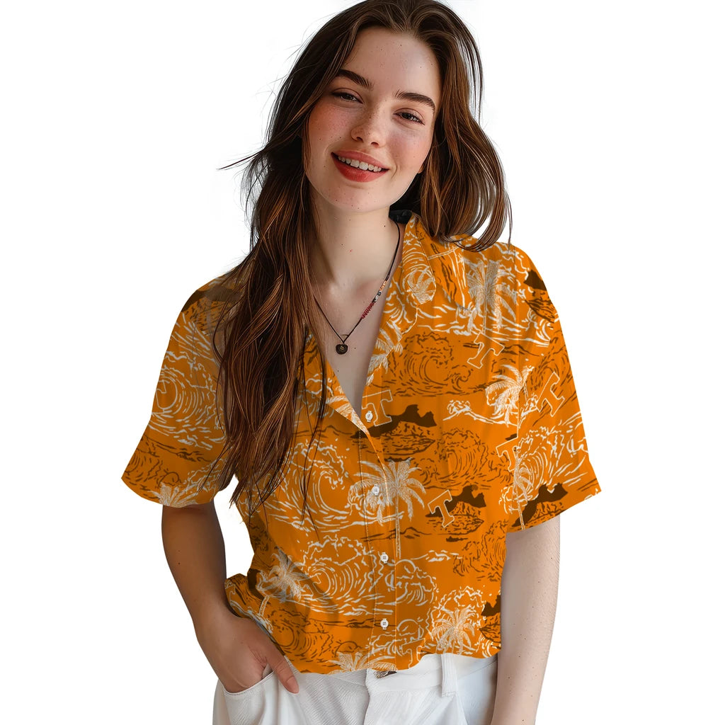 Tennessee Volunteers Hawaiian Shirt - Wave Palm | Hula Hawaiian Shirts