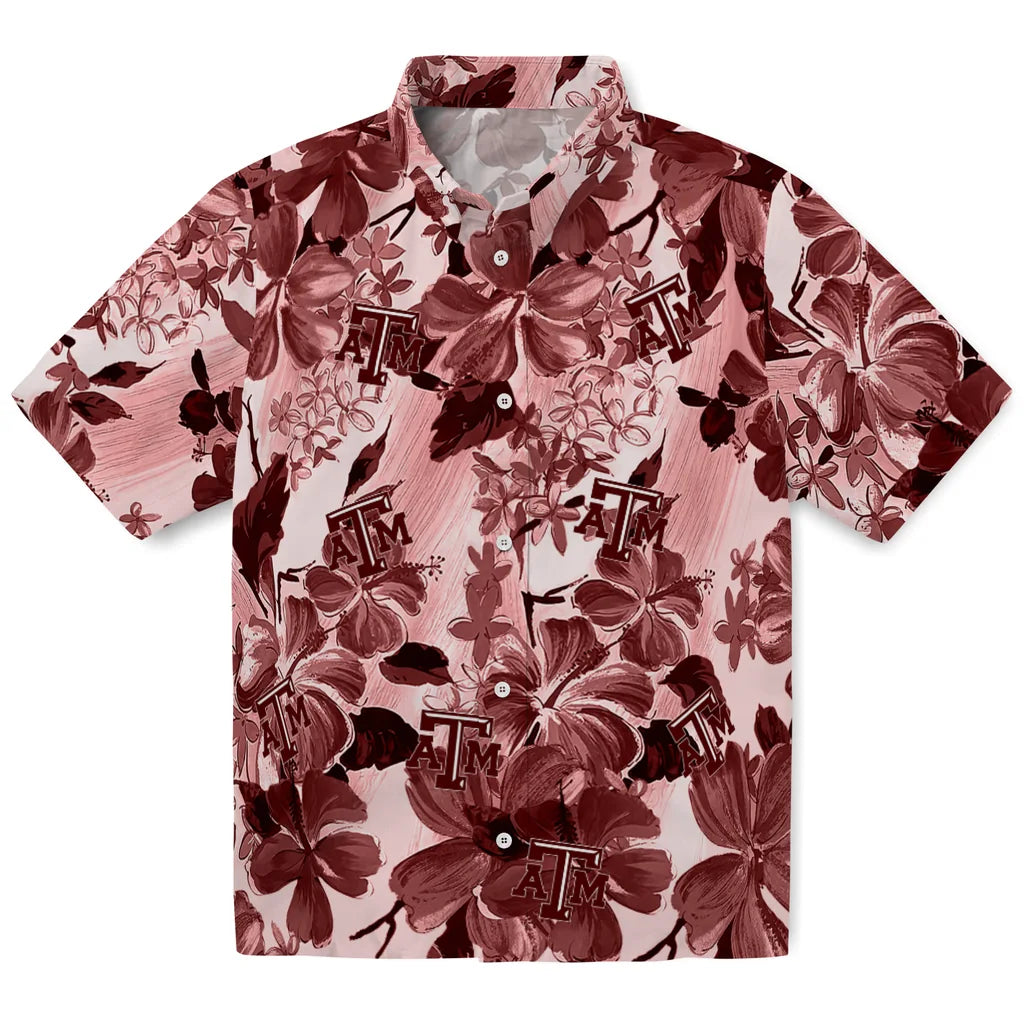 Texas A&M Aggies Hawaiian Shirt - Hibiscus Arrangement | Hula Hawaiian Shirts