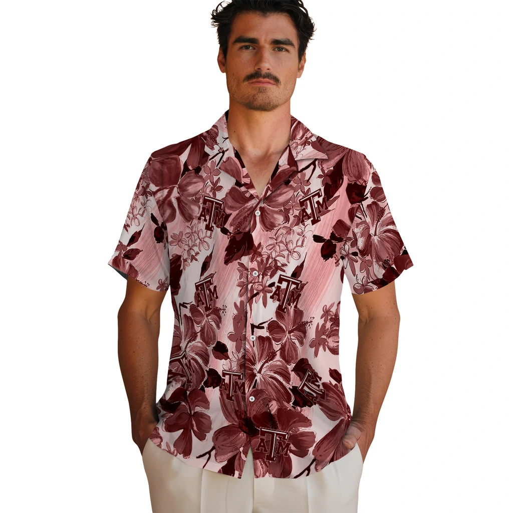 Texas A&M Aggies Hawaiian Shirt - Hibiscus Arrangement | Hula Hawaiian Shirts
