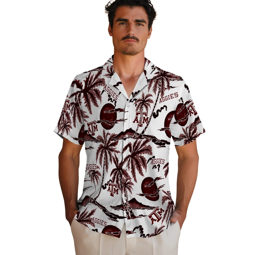 Texas A&M Aggies Hawaiian Shirt - Palm Sunset | Hula Hawaiian Shirts