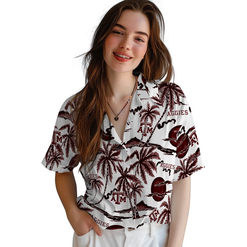 Texas A&M Aggies Hawaiian Shirt - Palm Sunset | Hula Hawaiian Shirts