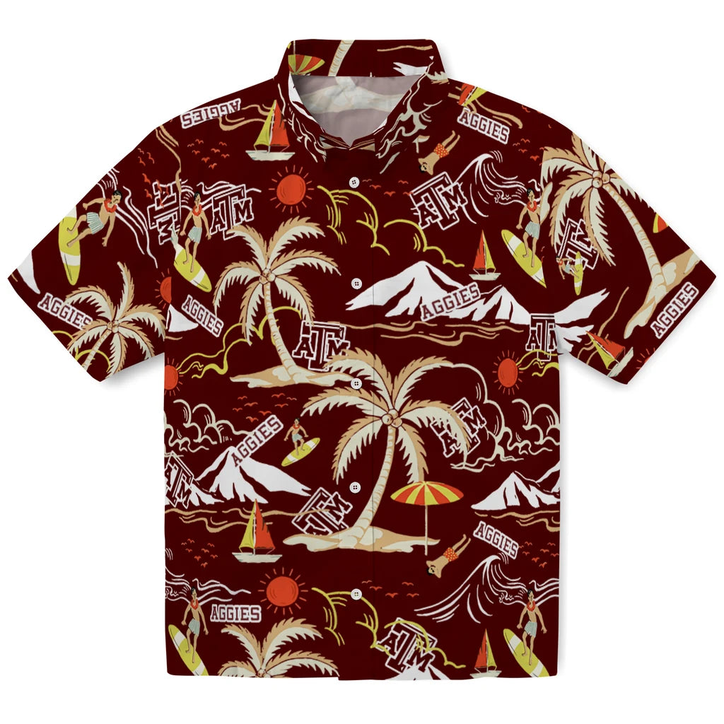 Texas A&M Aggies Hawaiian Shirt - Palm Tree Island | Hula Hawaiian Shirts