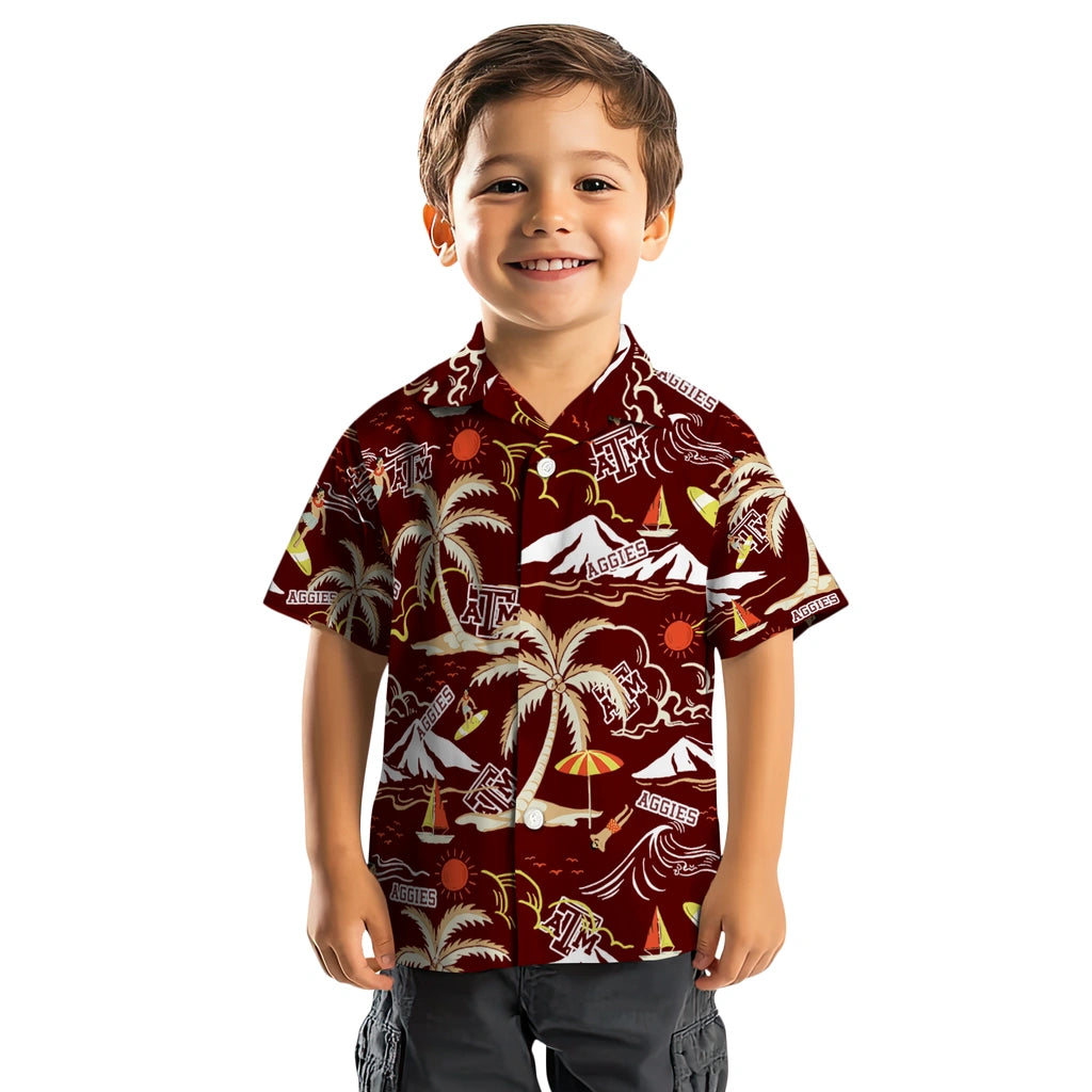 Texas A&M Aggies Hawaiian Shirt - Palm Tree Island | Hula Hawaiian Shirts