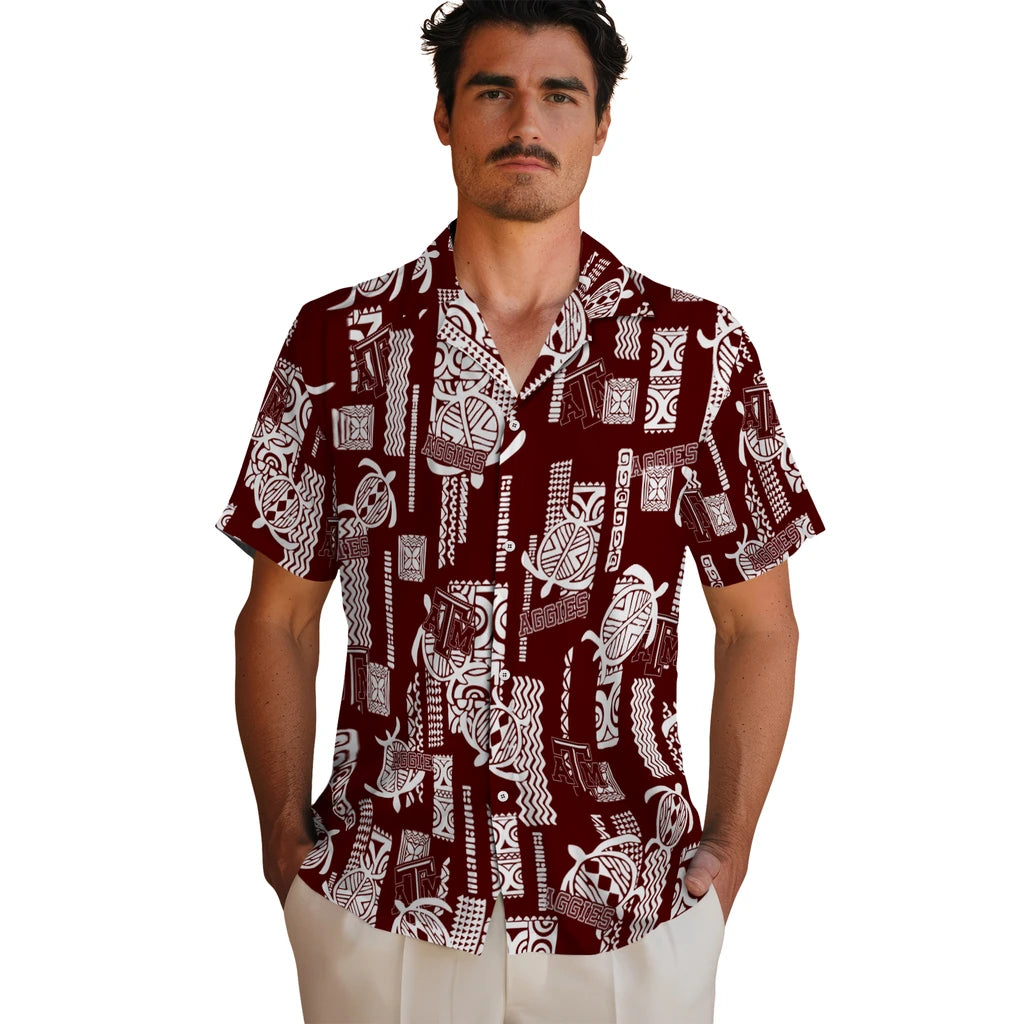 Texas A&M Aggies Hawaiian Shirt - Turtle Lines | Hula Hawaiian Shirts