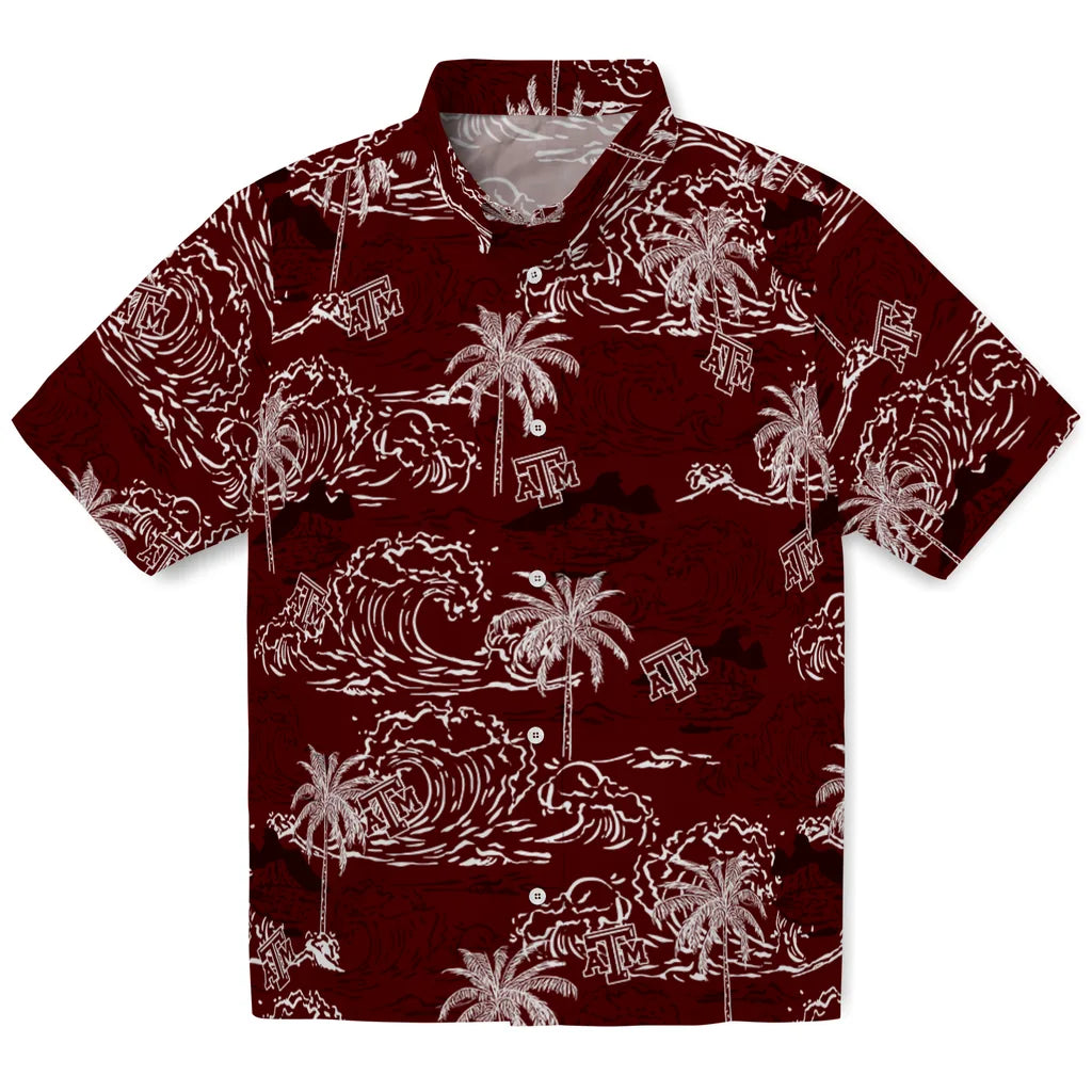 Texas A&M Aggies Hawaiian Shirt - Wave Palm | Hula Hawaiian Shirts