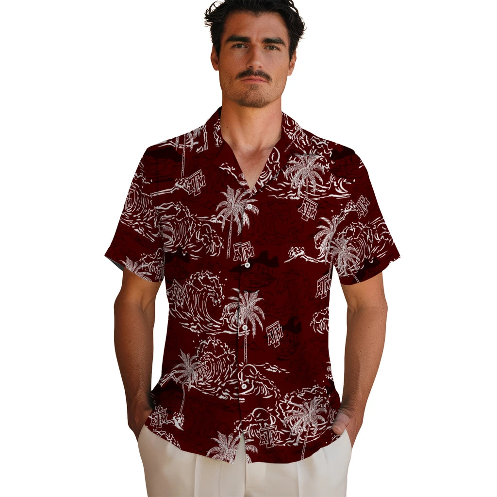 Texas A&M Aggies Hawaiian Shirt - Wave Palm | Hula Hawaiian Shirts