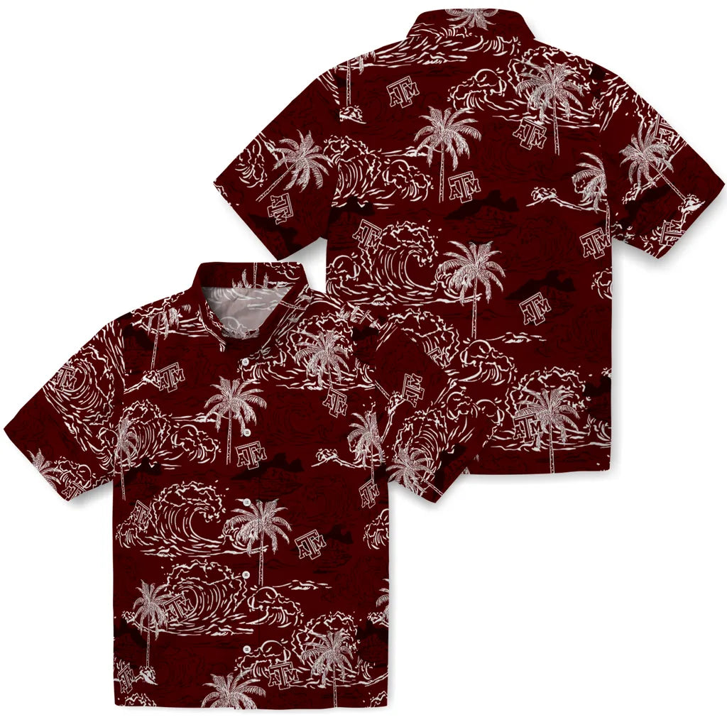 Texas A&M Aggies Hawaiian Shirt - Wave Palm | Hula Hawaiian Shirts