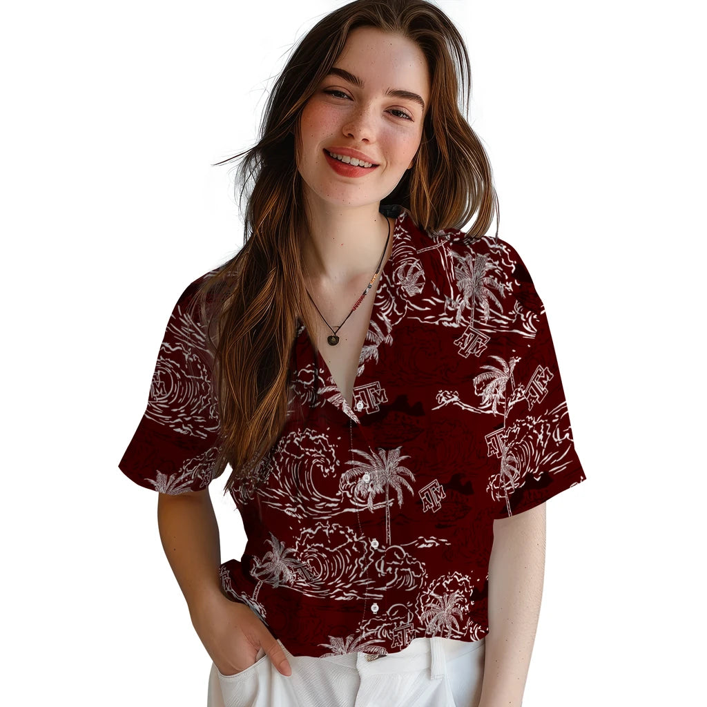 Texas A&M Aggies Hawaiian Shirt - Wave Palm | Hula Hawaiian Shirts