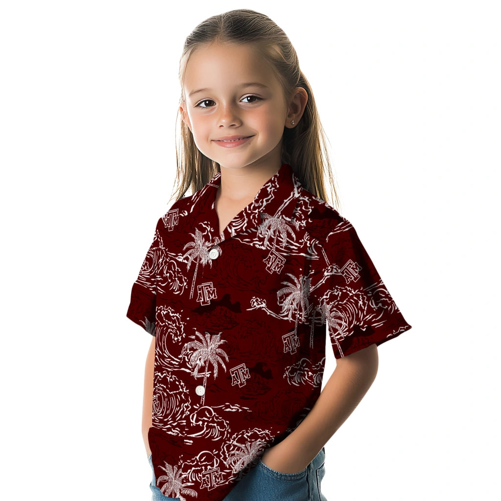 Texas A&M Aggies Hawaiian Shirt - Wave Palm | Hula Hawaiian Shirts